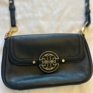 Tory Burch Amanda Black Crossbody Bag with Gold Accents